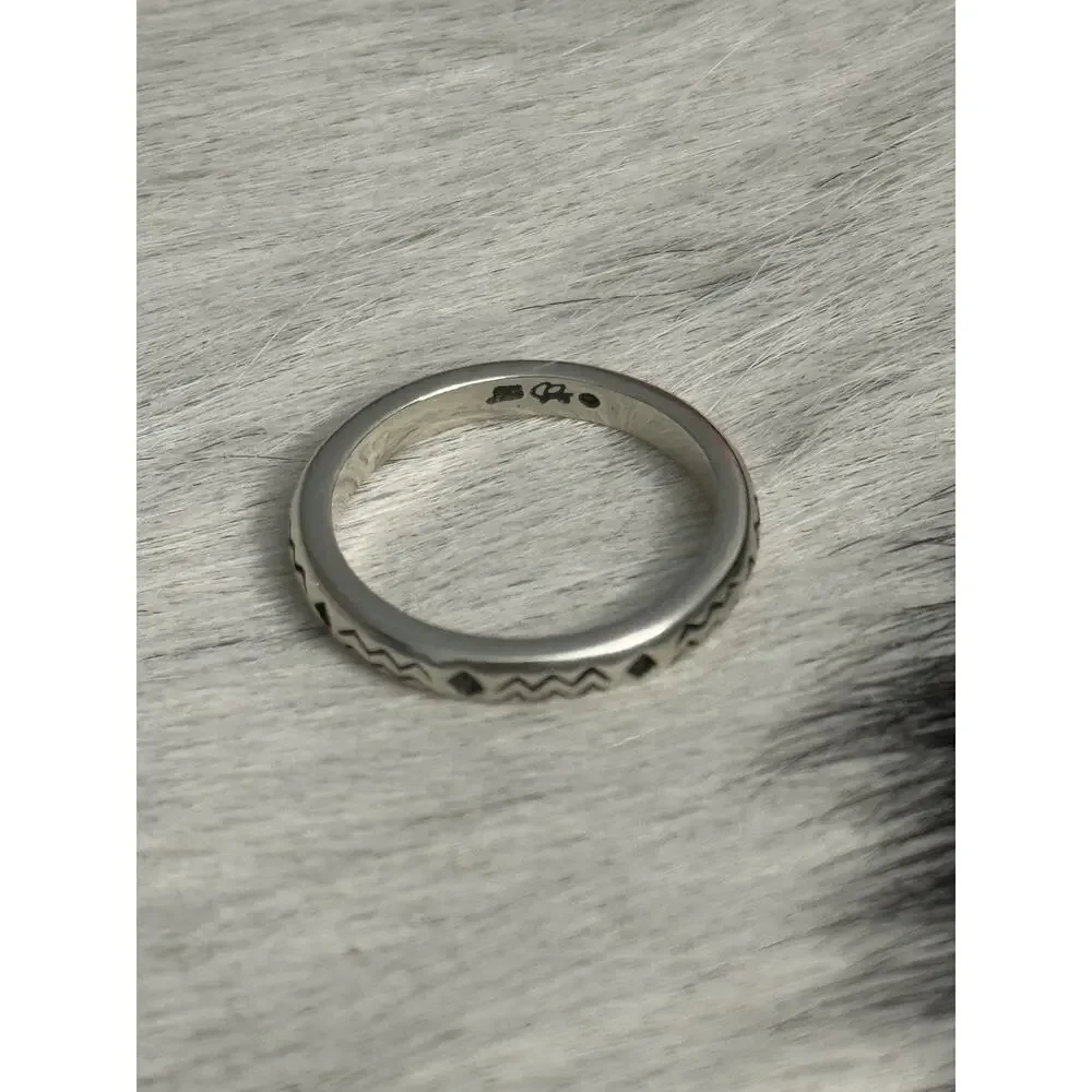 Carolyn Pollack Old Carlisle Sterling Silver Stamped Band Ring Water Waves 7.25